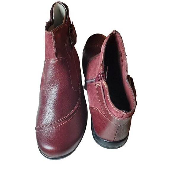 Earth Origins Womens Dayton Merlot Grained Leather and Suede Ankle Boots NIB - Picture 2 of 3